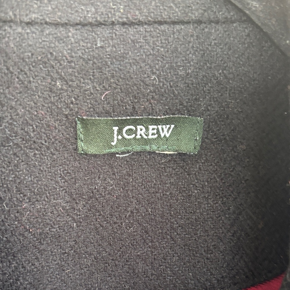 J. Crew Wool Embroidered Scottish Cloth Woven in Scotland Black Pea Coat sz M - Picture 3 of 9